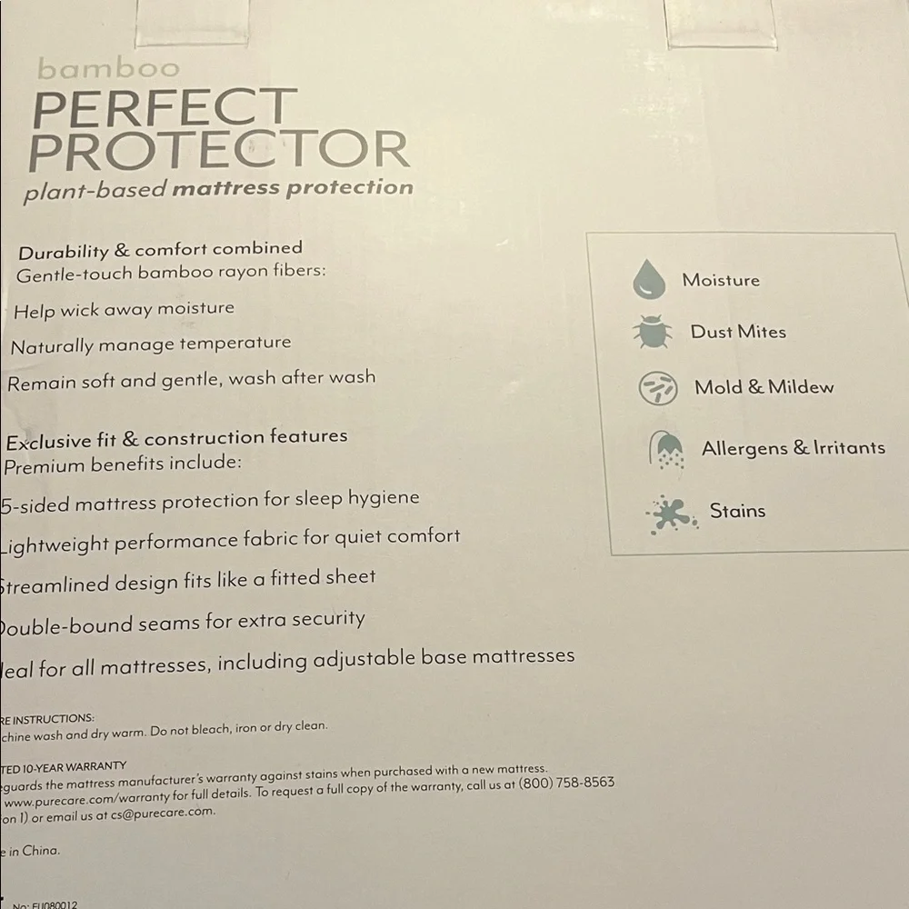 Jordan Bamboo Perfect Protector Mattress Cover - White with Green Accents